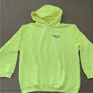 BALENCIAGA Political Party Hoodie Sweatshirt Yellow Neon Fleece LARGE Unisex NEW